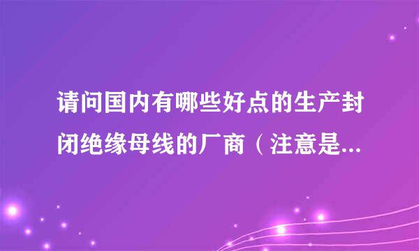 请问国内有哪些好点的生产封闭绝缘母线的厂商（注意是国产品牌的）？