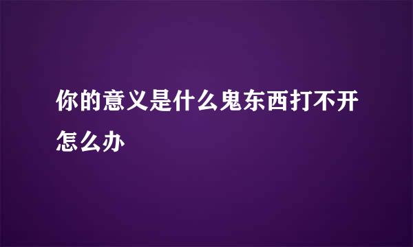 你的意义是什么鬼东西打不开怎么办