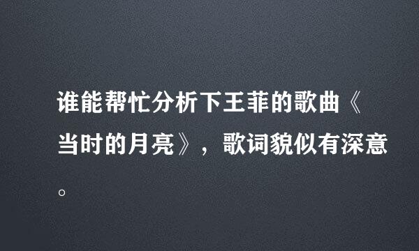 谁能帮忙分析下王菲的歌曲《当时的月亮》，歌词貌似有深意。