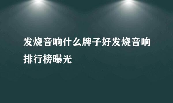 发烧音响什么牌子好发烧音响排行榜曝光