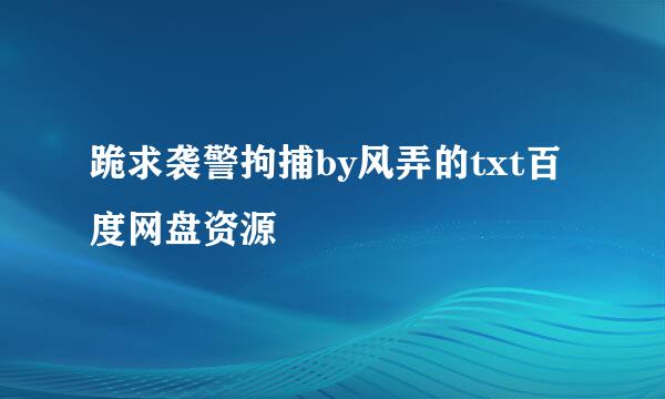 跪求袭警拘捕by风弄的txt百度网盘资源