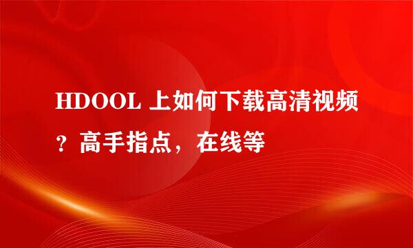 HDOOL 上如何下载高清视频？高手指点，在线等