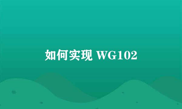 如何实现 WG102