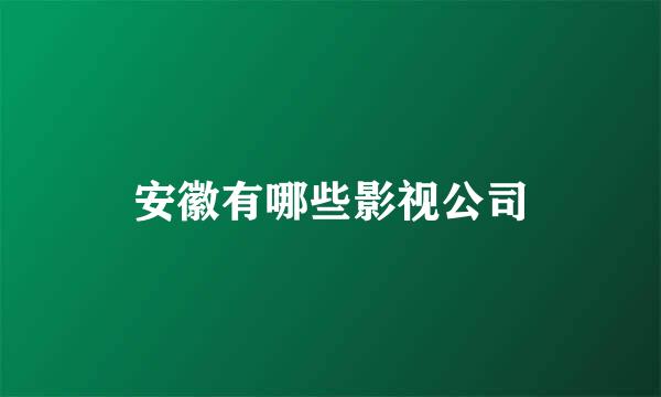 安徽有哪些影视公司