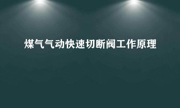 煤气气动快速切断阀工作原理