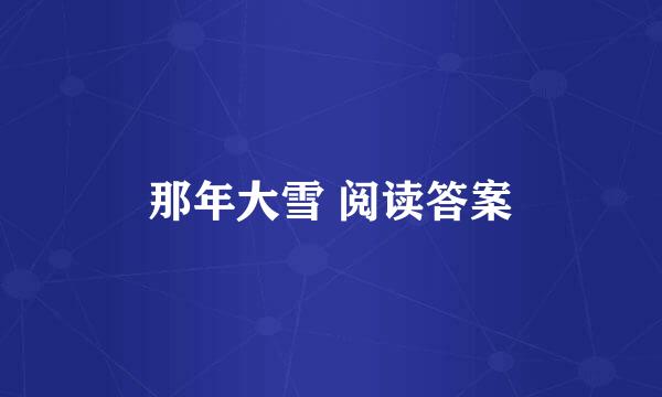 那年大雪 阅读答案