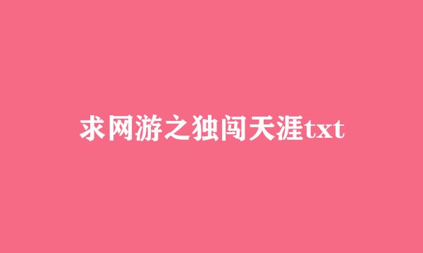 求网游之独闯天涯txt