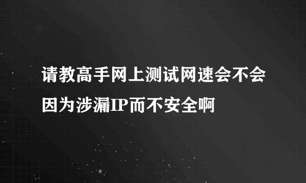 请教高手网上测试网速会不会因为涉漏IP而不安全啊