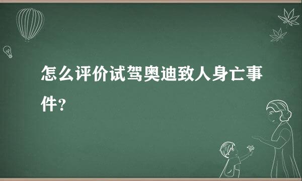 怎么评价试驾奥迪致人身亡事件？