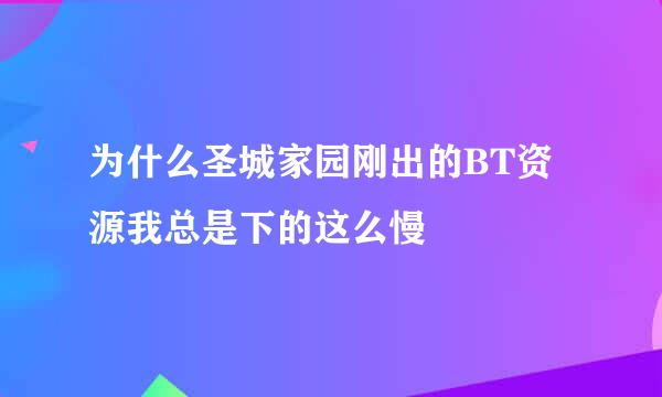 为什么圣城家园刚出的BT资源我总是下的这么慢