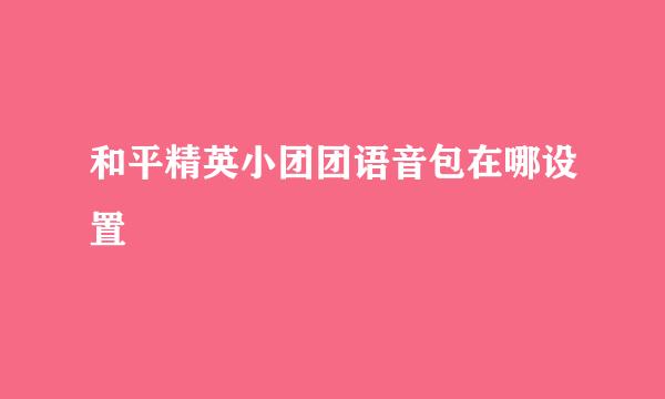 和平精英小团团语音包在哪设置