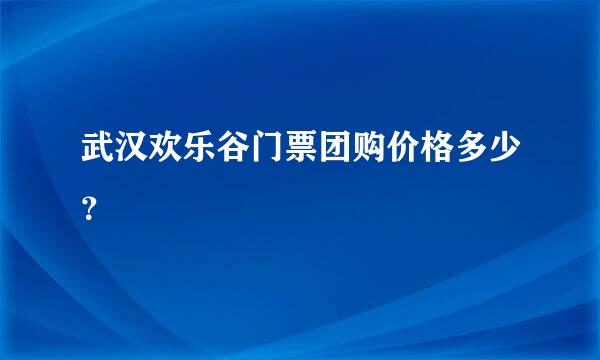 武汉欢乐谷门票团购价格多少？