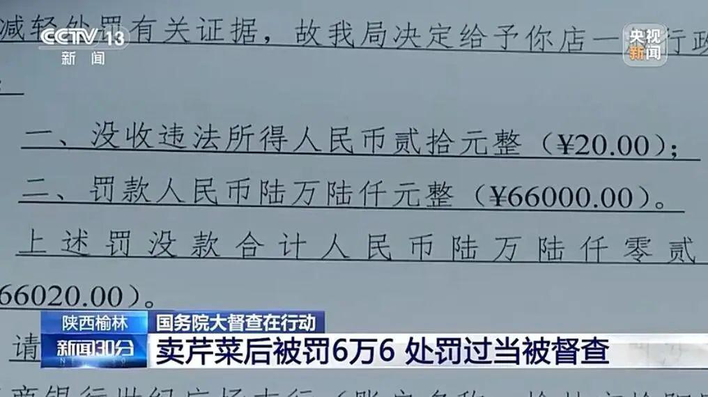 陕西回应卖20元芹菜被罚6万6！具体是如何回应的？