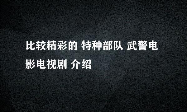 比较精彩的 特种部队 武警电影电视剧 介绍