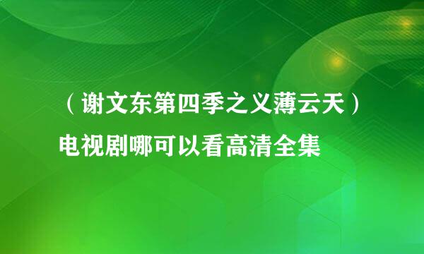 （谢文东第四季之义薄云天）电视剧哪可以看高清全集