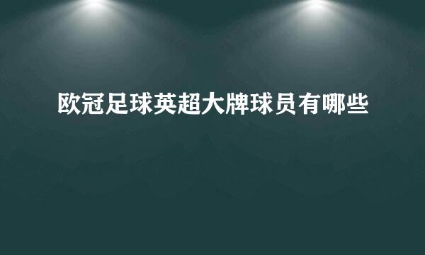 欧冠足球英超大牌球员有哪些