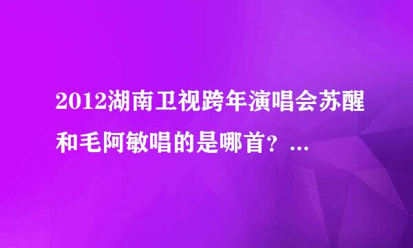 2012湖南卫视跨年演唱会苏醒和毛阿敏唱的是哪首？苏醒毛阿敏李炜唱的又是哪首？