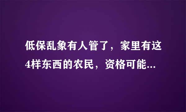 低保乱象有人管了，家里有这4样东西的农民，资格可能要被取消了