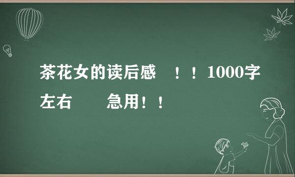 茶花女的读后感 ！！1000字左右  急用！！