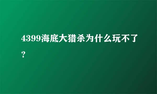 4399海底大猎杀为什么玩不了？