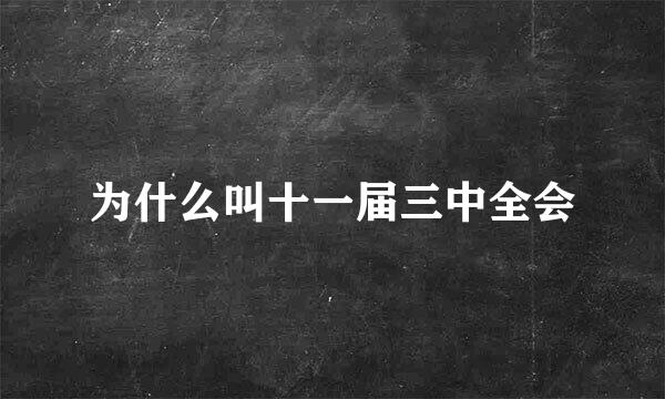 为什么叫十一届三中全会