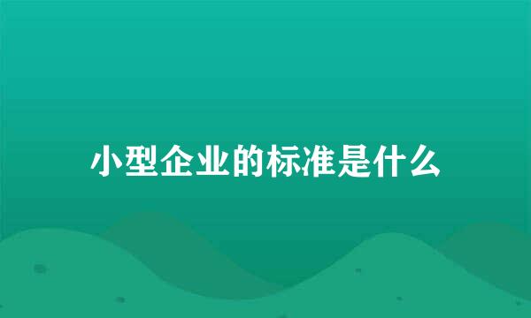 小型企业的标准是什么