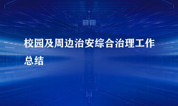 校园及周边治安综合治理工作总结