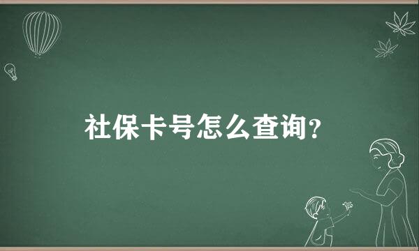 社保卡号怎么查询？