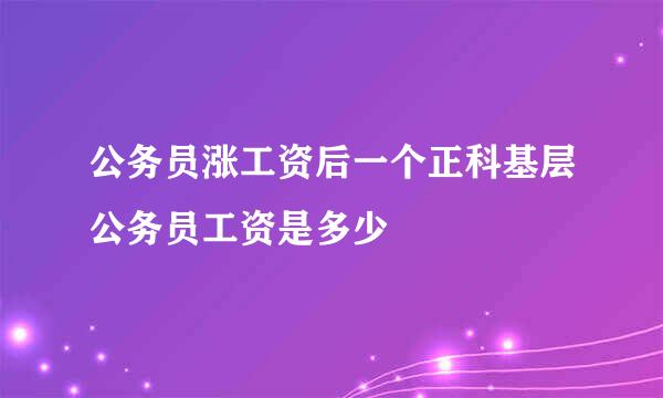 公务员涨工资后一个正科基层公务员工资是多少