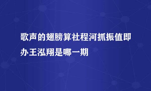 歌声的翅膀算社程河抓振值即办王泓翔是哪一期