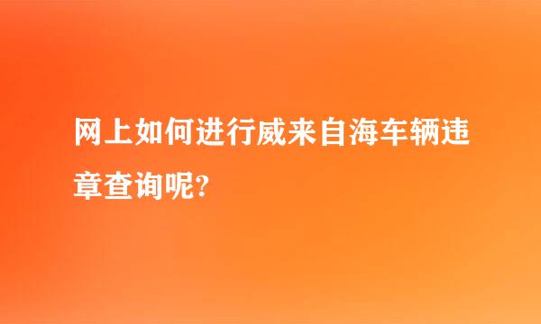 网上如何进行威来自海车辆违章查询呢?