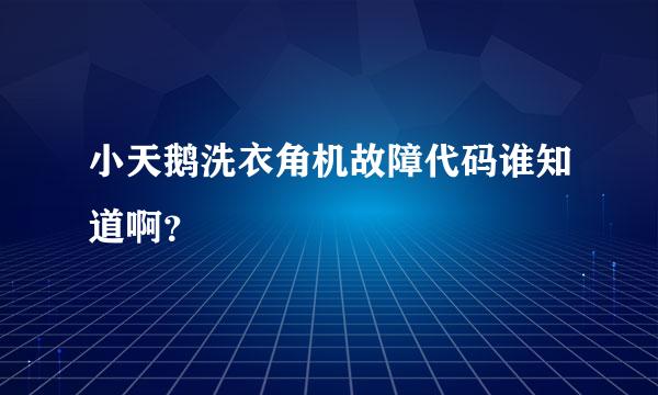 小天鹅洗衣角机故障代码谁知道啊？