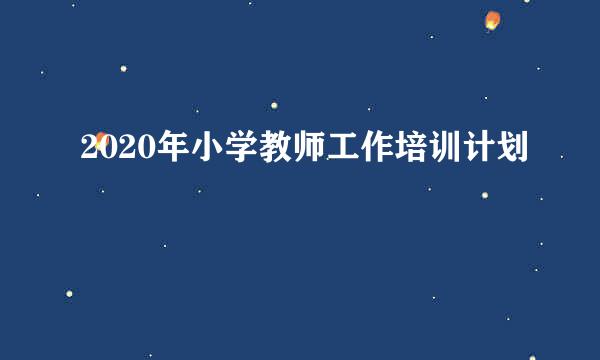 2020年小学教师工作培训计划