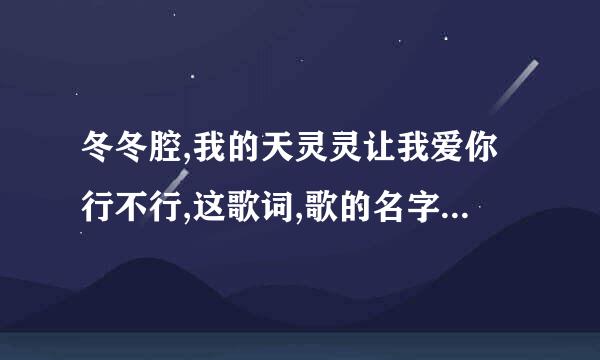 冬冬腔,我的天灵灵让我爱你行不行,这歌词,歌的名字是什么啊