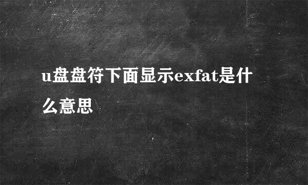 u盘盘符下面显示exfat是什么意思