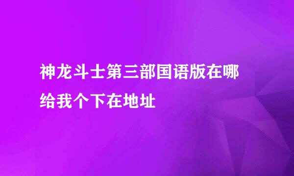 神龙斗士第三部国语版在哪 给我个下在地址