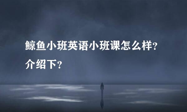 鲸鱼小班英语小班课怎么样？介绍下？