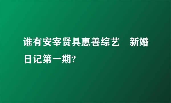 谁有安宰贤具惠善综艺 新婚日记第一期?