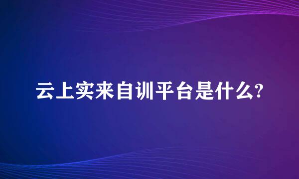 云上实来自训平台是什么?