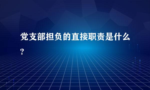 党支部担负的直接职责是什么?