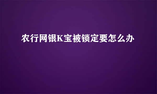 农行网银K宝被锁定要怎么办