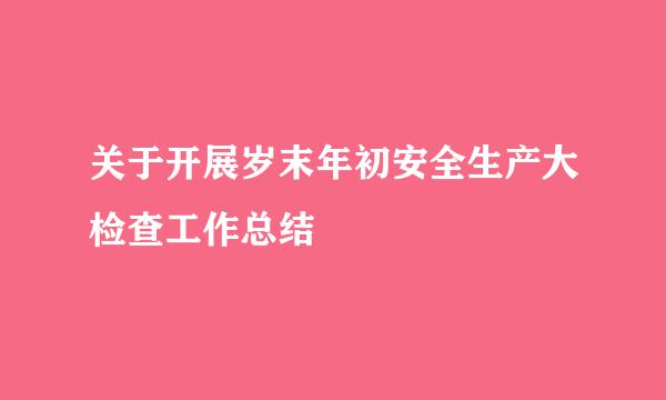 关于开展岁末年初安全生产大检查工作总结