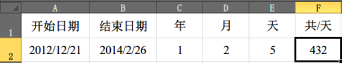 excel洲中如何计算两个日期之间的月数