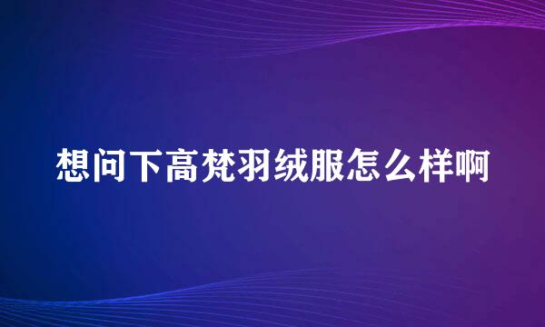 想问下高梵羽绒服怎么样啊