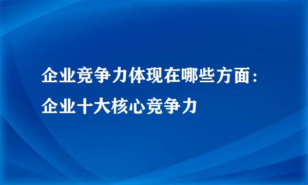 企业竞争力体现在哪些方面：企业十大核心竞争力