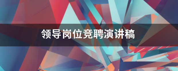 领导岗位竞聘演讲稿