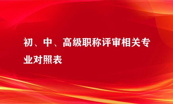 初、中、高级职称评审相关专业对照表