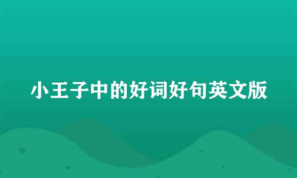 小王子中的好词好句英文版