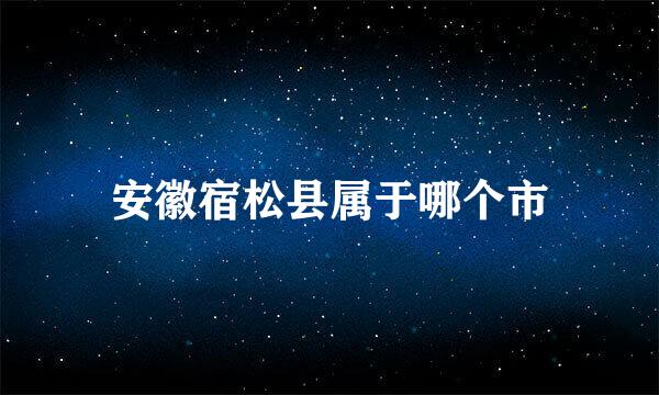 安徽宿松县属于哪个市