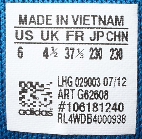 阿迪达斯made in vietnam 求鉴别